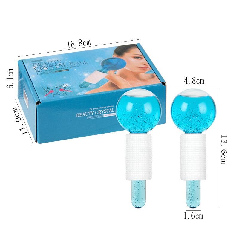 2Pcs 面部眼部按摩滚轮美容冰球眼镜水晶球能量波浪冰球