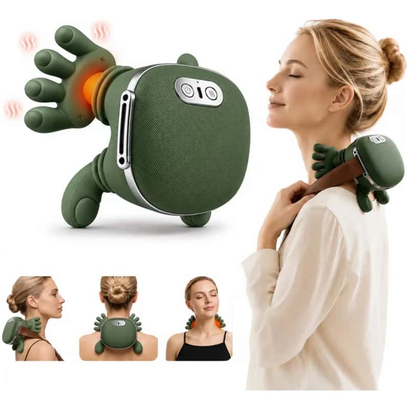 Masajeador De Cuello Y Hombros Eléctrico Shiatsu Con Calor Infrarrojo Manos Biónicas Recargable Para Trapecio Y Espalda
