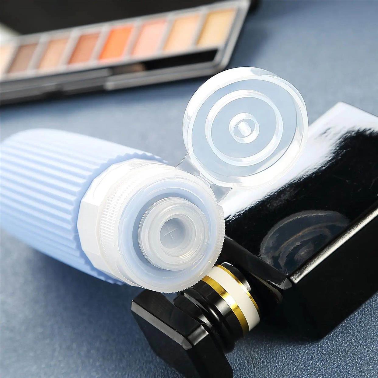 旅行分装瓶套装 4个装 90ml 硅胶可填充防漏便携瓶 适用于洗发水、乳液和登机随身行李