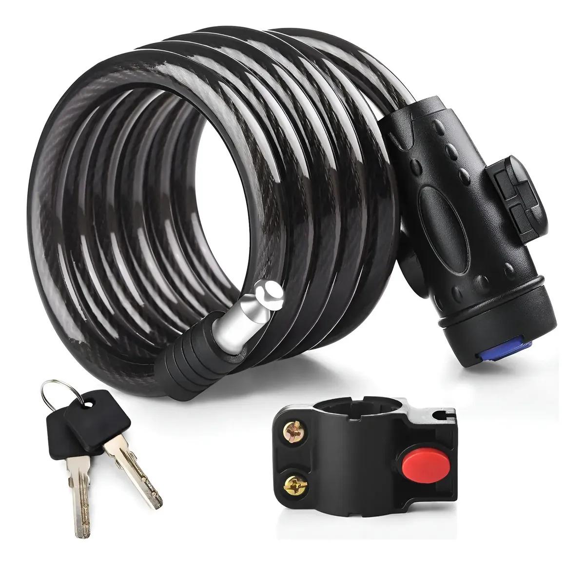 Candado De Cable De Acero 1.1m Para Bicicleta Y Moto Cadena Antirrobo Con Llaves De Seguridad Para Ciclismo Y Scooter