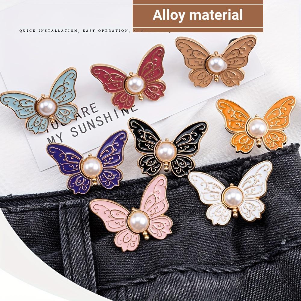 Butterfly Button, Collar Clips & Brooches, Waist Buckle – Adjustable, Nail-Free, Seam-Free Size Tool for Pants ,Skirts ,T-shirt and Jeans , Top