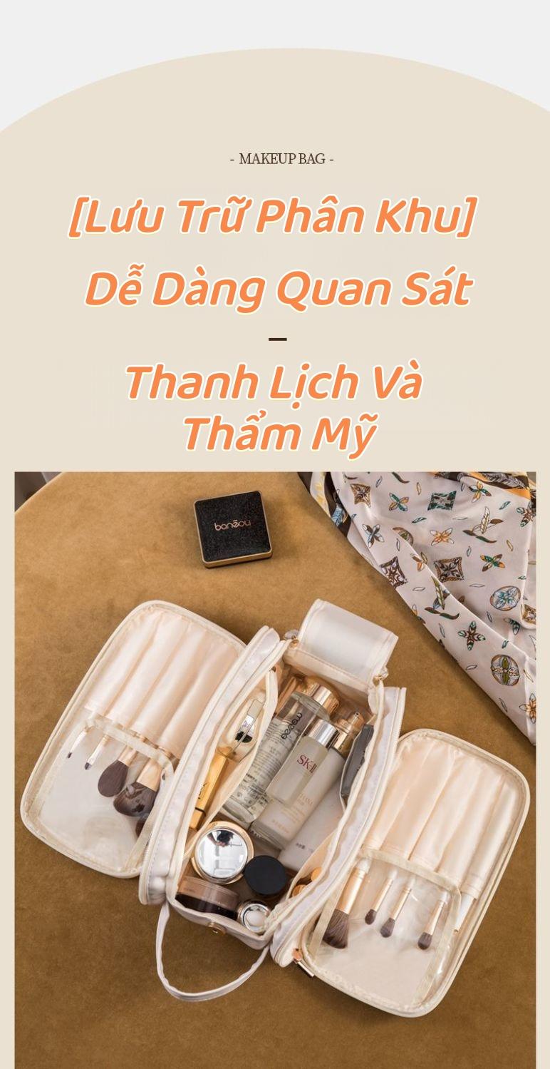 旅行化妆包大容量PU防水多隔层设计多功能便携收纳包化妆品收纳袋适用于旅行和科学收纳