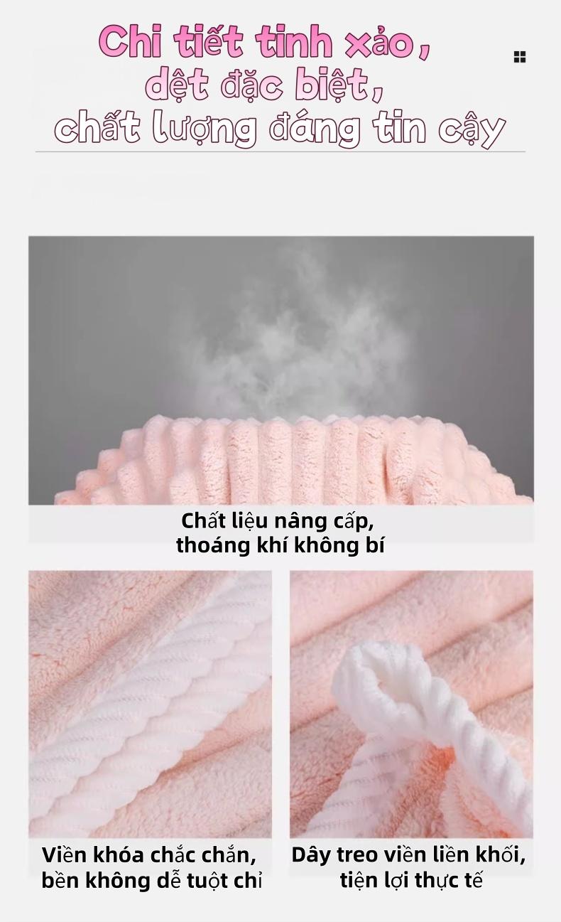 吸水干发帽 3秒快速包裹 轻松穿戴 双面可用设计 灵活佩戴 配有挂环 方便悬挂 适合所有发型 长发短发都可以用