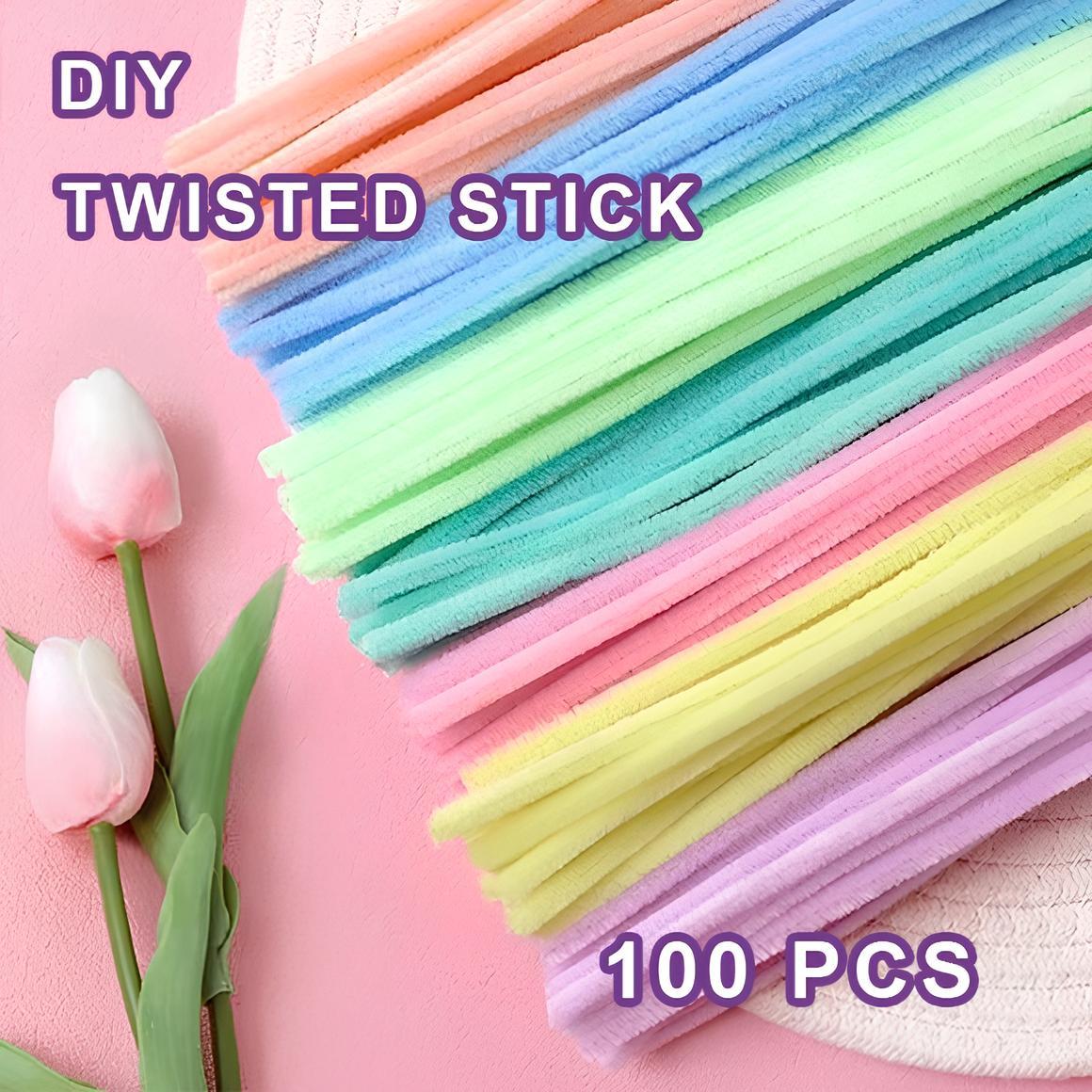 100pcs Diameter 8mm Fuzzy Wire Chenille Stem Handmade DIY Toys Making Art Material Flower Materials Twisted SticK - Improve Children's Imagination and Creativity