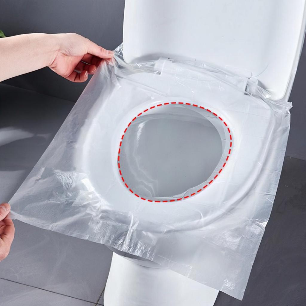 Disposable Travel Toilet Seat Covers 50 Pack, Individually Wrapped, Clean & Safe, Waterproof, Compact Pocket Size for Work, Outings, Parks, Hotels