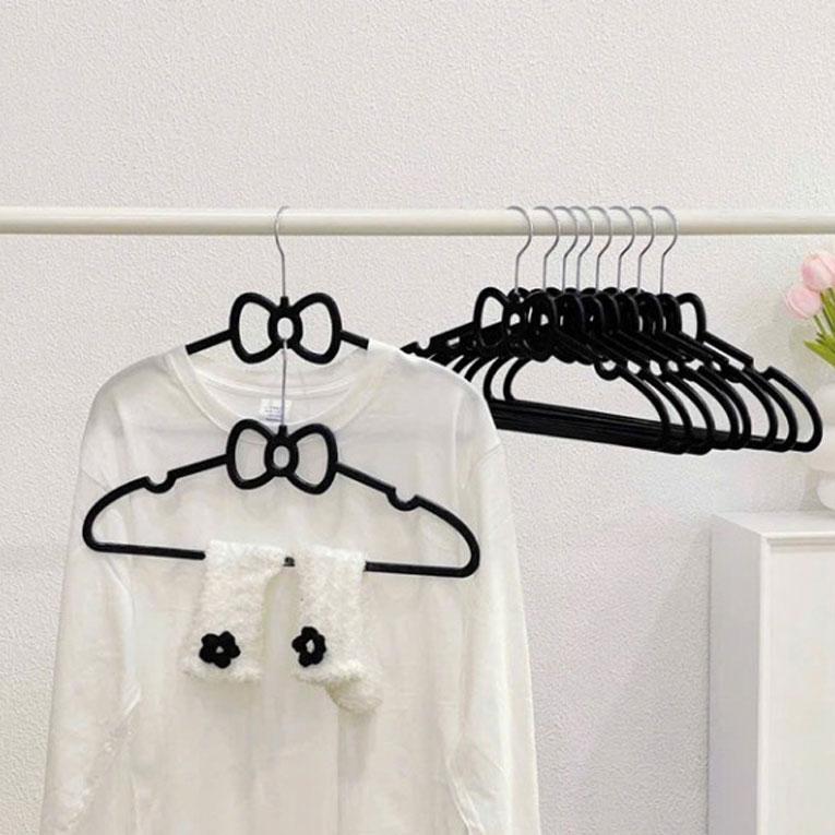 Non-Slip Bow Shape Clothes Hangers Set, Matibay, Walang Marka, for Cabinet & Balkonahe, Patuyuan ng Basa at Tuyong Damit