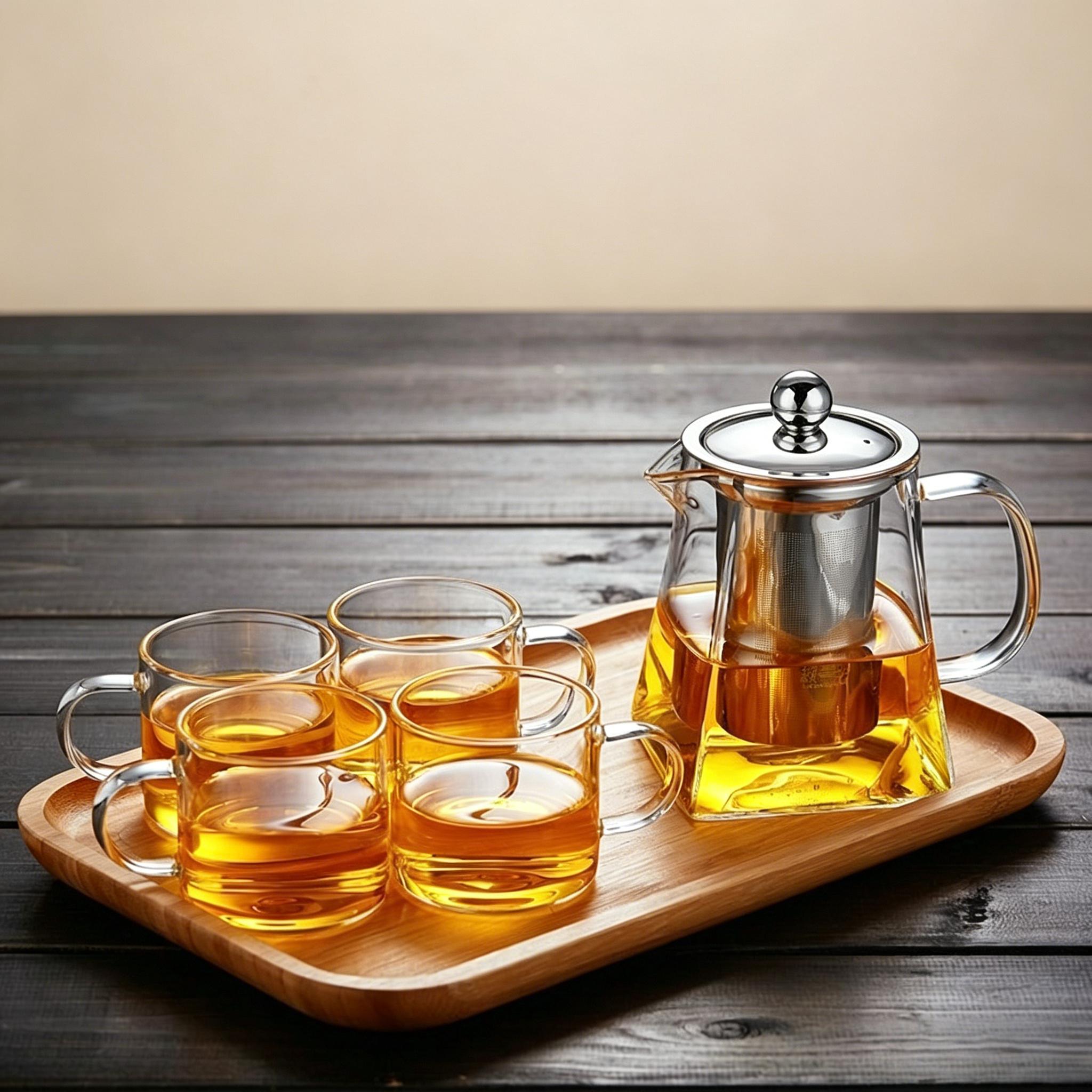 Glass Tea Infuser Bottle with Stainless Steel Filter, Heat-Resistant, Quick Brew Herbal Tea Maker for Office