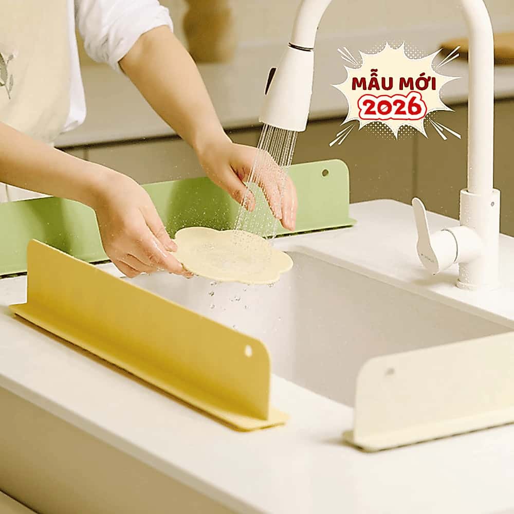Miếng chắn nước bồn rửa chén silicone cao cấp Thanh chặn nước bàn bếp chống văng Cốc hút siêu dính Giữ khô ráo tiện lợi giá rẻ hot trend
