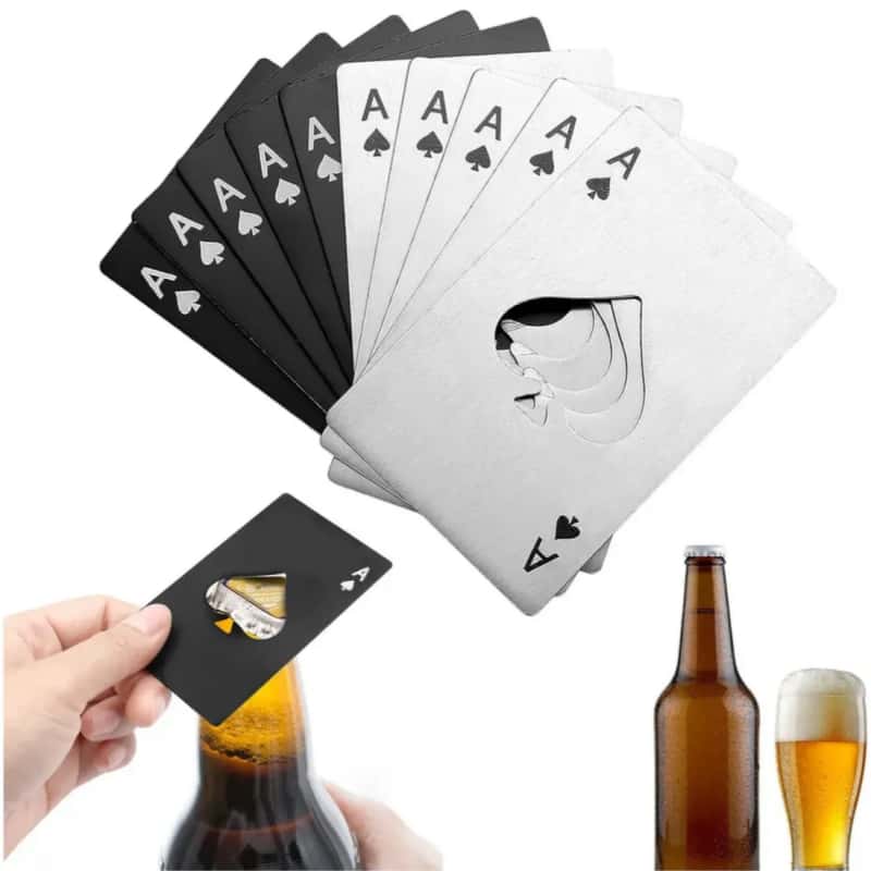 Paquete De 50 Destapadores De Naipe En Acero Inoxidable Abrebotellas As De Picas Tipo Tarjeta Para Cerveza Fiestas Y Bar
