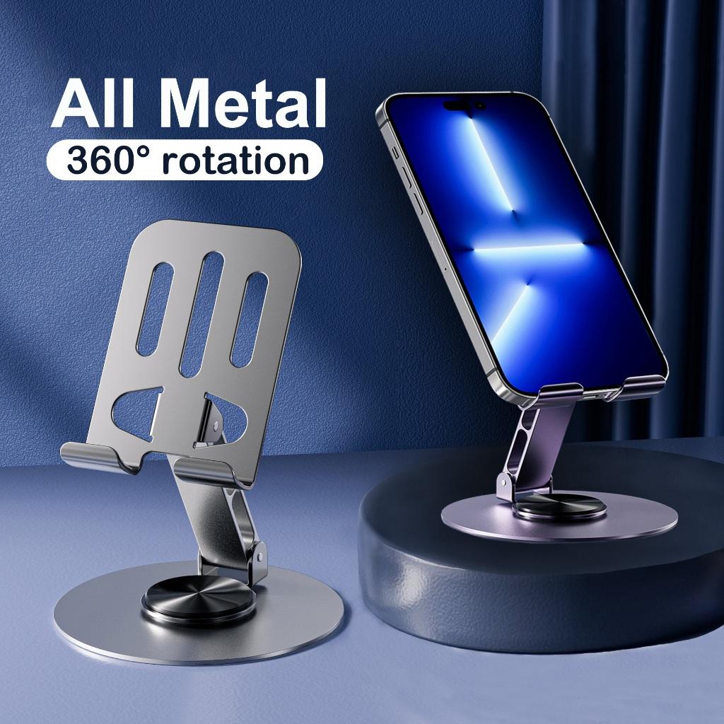 Carbon Steel All Metal Cellphone Stand Holder 360° Rotating Foldable Desktop Live Phone Tablet Stand - Phone Accessory - Smartphone, Accessories Alloy Mobile