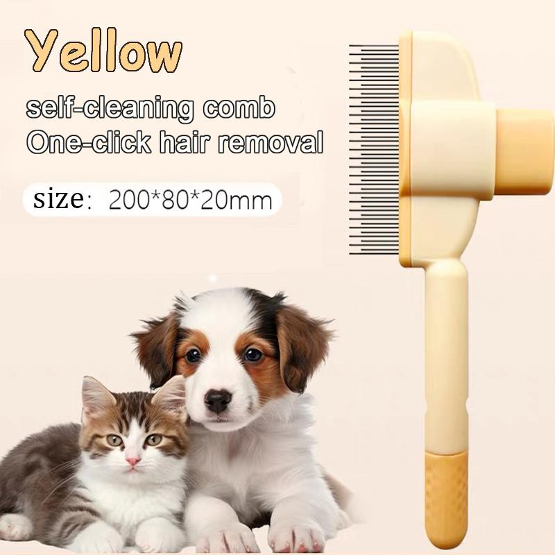 Pugnino Pet Comb Cat & Dog Self-Cleaning Brush Knotting Comb Hair Removal Grooming Tool Stainless Steel Needle Deshedding Brush
