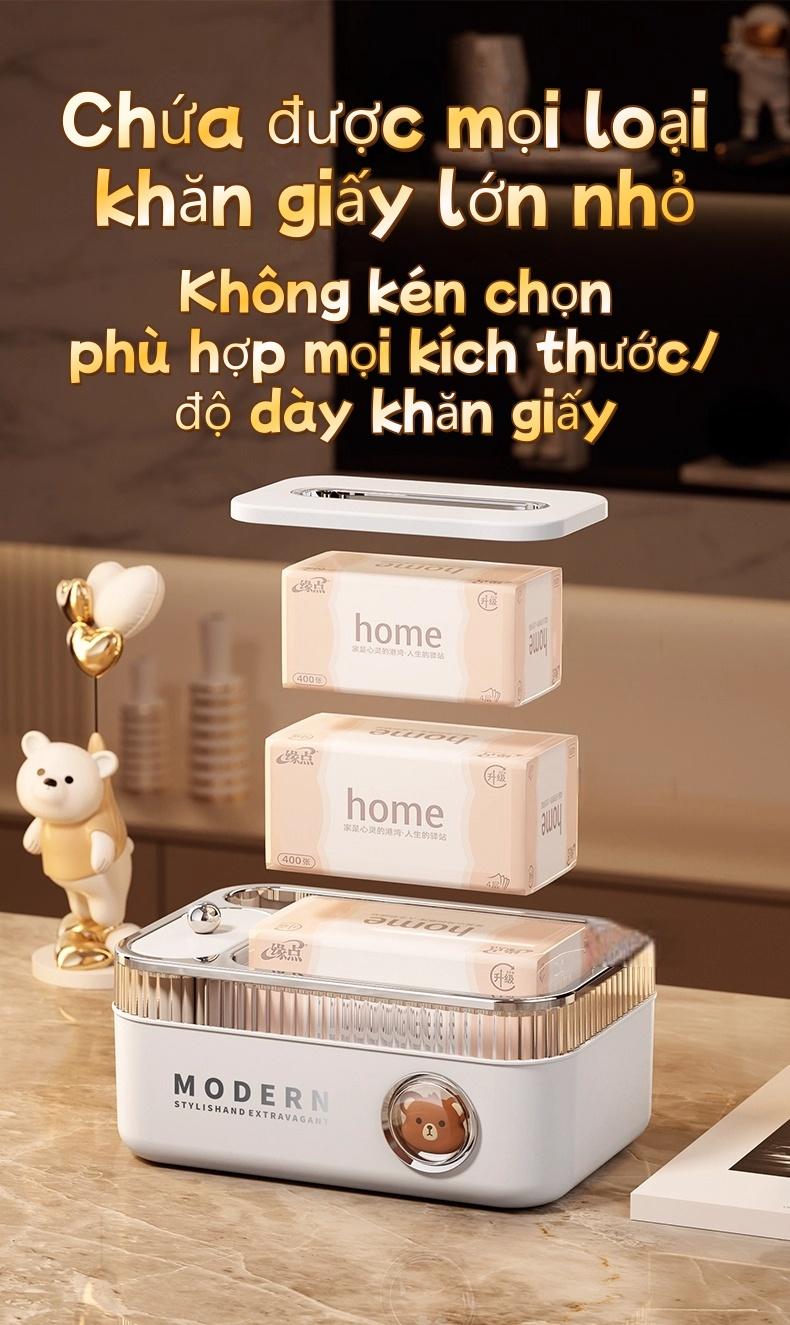 MODERN 多功能PP加厚纸巾盒 带弹簧防掉落 24x16.5x10.8cm 适用于办公桌卧室梳妆台