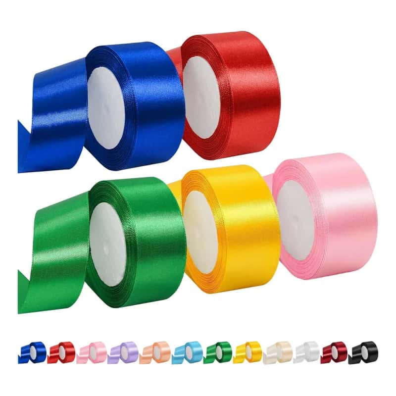 Pack 5 Rollos De Listón Satinado 4cm Total 112m Cinta De Raso Para Ramos Eternos Moños Envoltura De Regalos Y Manualidades