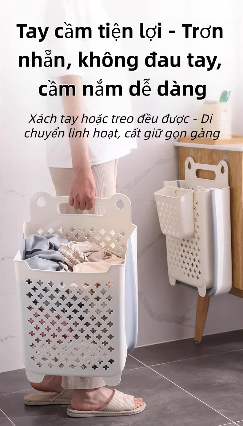 壁挂式可折叠脏衣篮大容量洗衣篮高档耐用材质耐磨损浴室收纳架优化浴室空间节省占地面积
