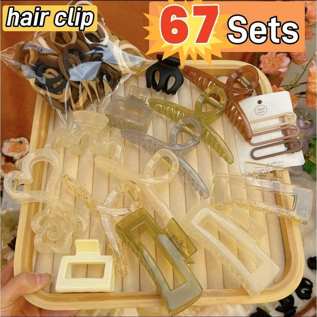 67 Piece Set Korean Style Hair Clip For Women Hair Tie Stretch Rubber Hair Band hair claw set