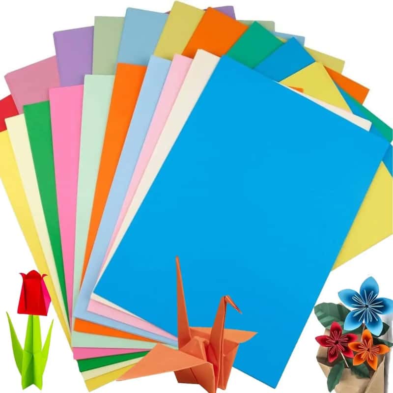 Paquete 100 Hojas De Colores Surtidos Tamaño Carta A4 Papel Para Manualidades Origami Scrapbook Y Papelería Escolar Infantil