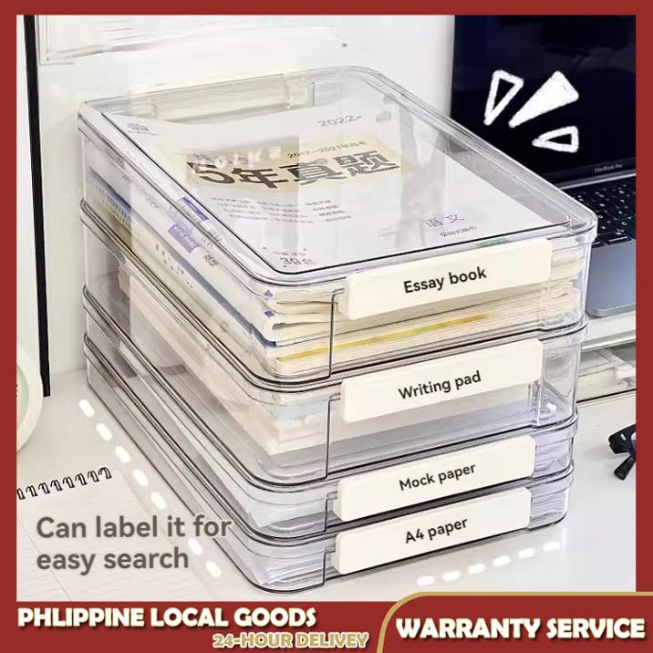 A4 Paper Organizer Stackable Acrylic Storage Box Office Organization Clear Organizer Desktop Storage Document Certificate Important Storage Box
