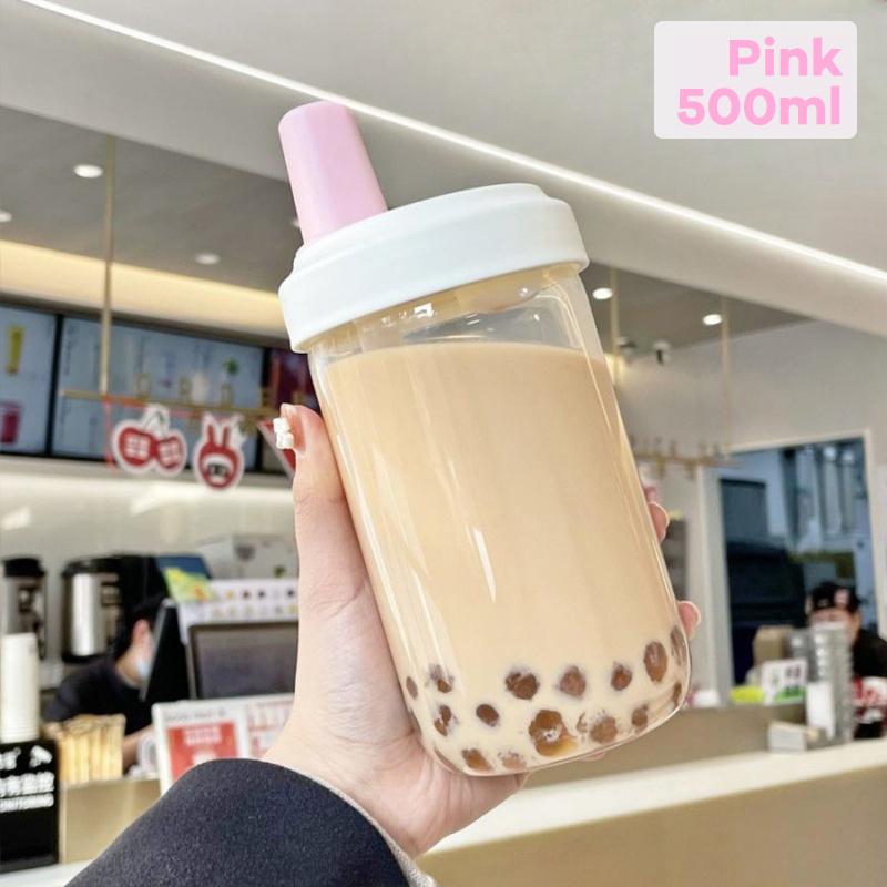 吸管杯 500ml/850ml 带吸管水杯 大容量 高颜值 便携茶杯 食品级PC 白色/紫色/粉色/绿色 -20-120度 硅胶随行杯 可重复使用 可清洗