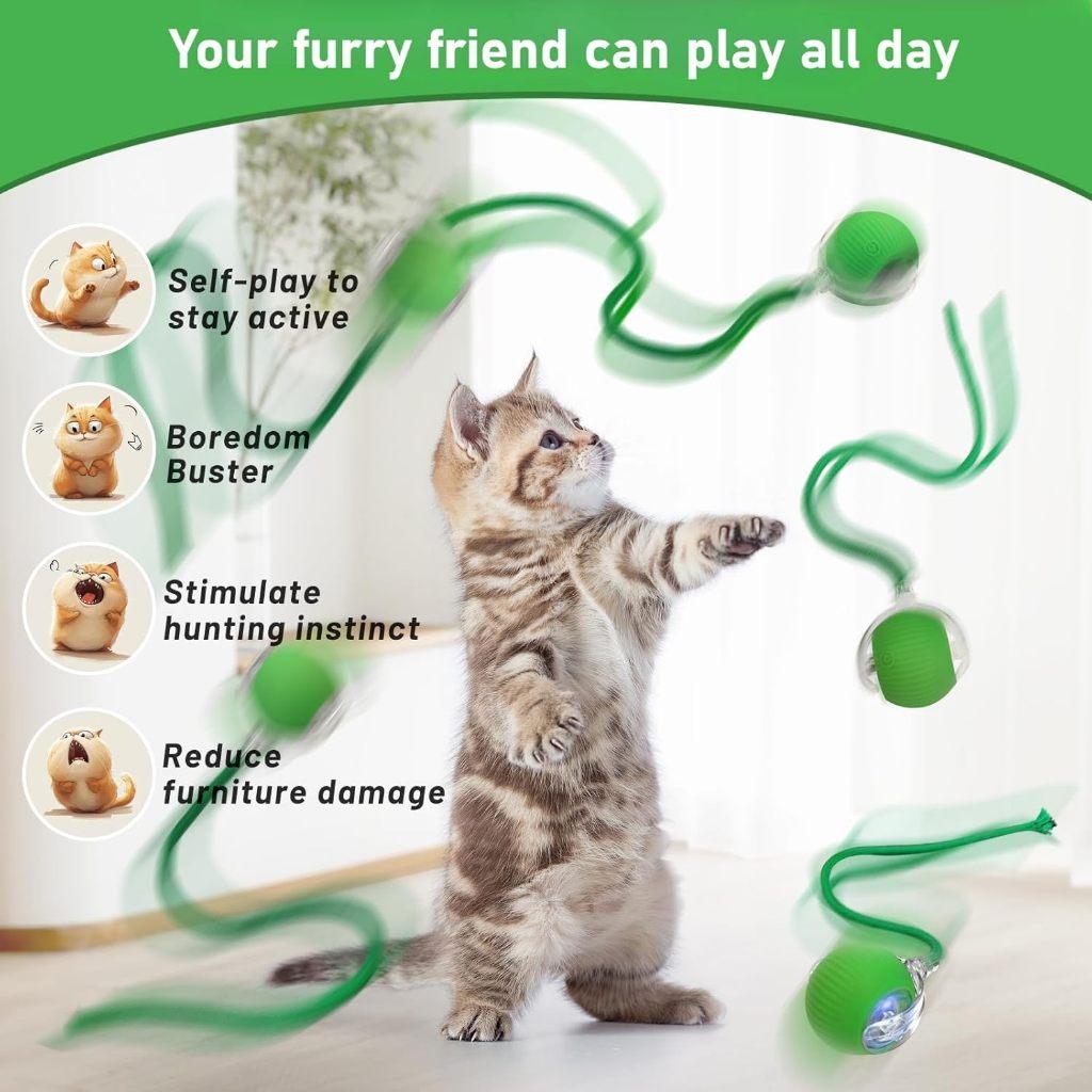 智能互动猫玩具球自动滚动球 可充电电动猫狗玩具 三种模式不可预测运动