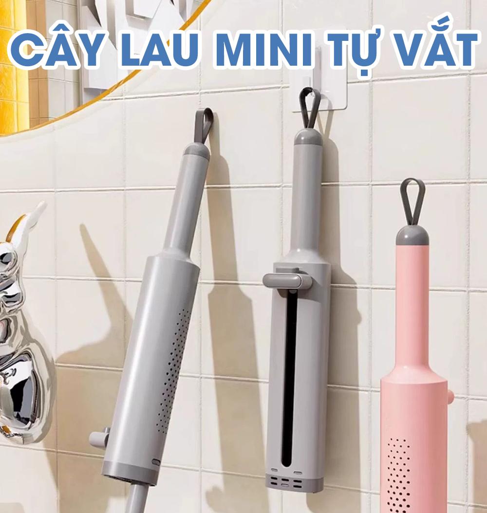 Mini Self-Wringing Mop for Kitchen Counter, Bathroom & Car with Squeegee, Detachable Brush, Upgraded Nano Cotton Fiber