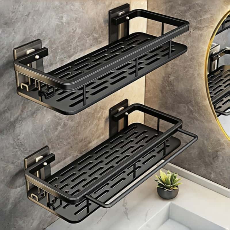 Premium Aluminum Corner Shelf Wall Mount for Bathroom, Strong Adhesive, Rustproof, Shampoo&Cosmetic Storage Space Saving