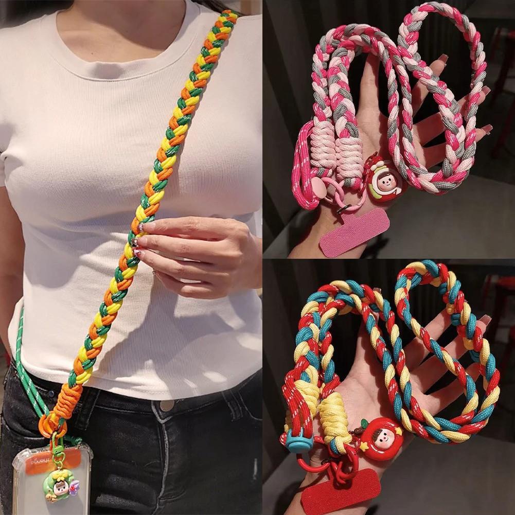 Mobile Phone Lanyard Phone Straps Cross-body Bold Ponytail Braided Can Back Long Ladies Outdoor Travel Travel Climbing Rope