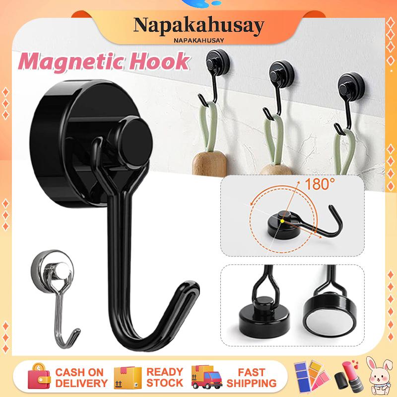 Swivel Magnetic Hooks, 15KG Durable Magnet Hooks for Hanging, Moveable Strong Neodymium Magnets with Hook for Kitchen, Office, Classroom, Garage, Refrigerator
