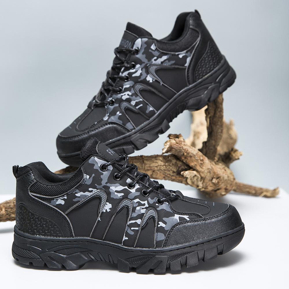 Botas de Senderismo Hombre Botines de Goma con Cordones Suela Alta Resistentes Calzado para Al Aire Libre Caminata Deportes