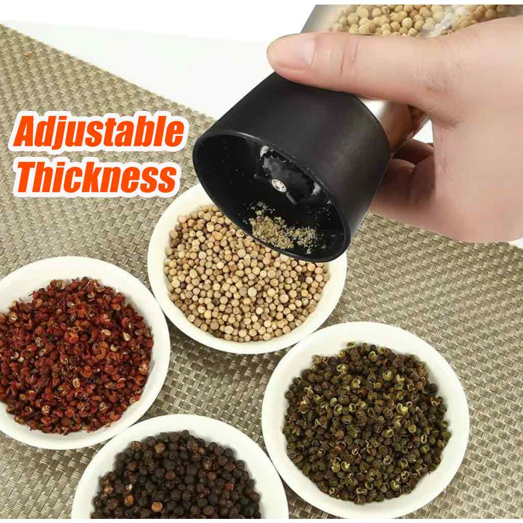 手动玻璃胡椒研磨器 香料盐研磨瓶 调味罐 厨房用具 带透明盖和易握手柄 适用于厨房调料研磨