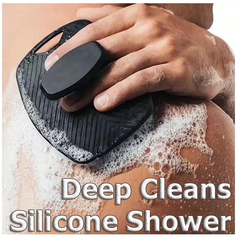 Exfoliating Silicone Bath Brush Portable Massage Body Scrubber for Whole Body Skin Washing Ergonomic Grip Deep Cleans & Safe to Use