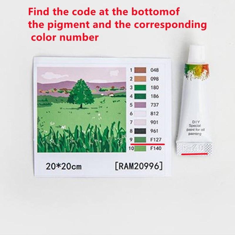 DIY数字油画填色套装 20x20cm带框画布 初学者简易数字绘画 墙饰 个性化艺术创作