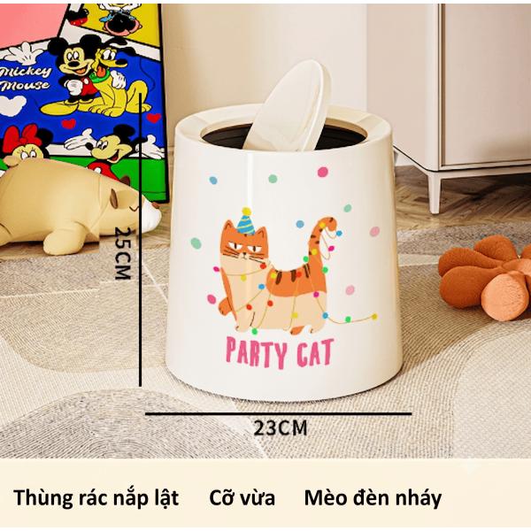可爱猫咪图案 垃圾桶 11L 翻盖 塑料 客厅卧室办公室 美观实用 网红款