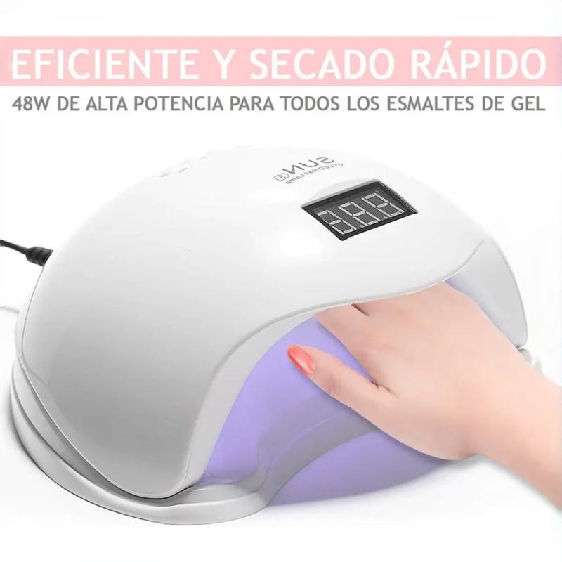 Lámpara Profesional Para Uñas Sun 5 Potencia 48W Con Temporizador Secado Rápido De Gel Para Manicura Y Pedicura Hogar