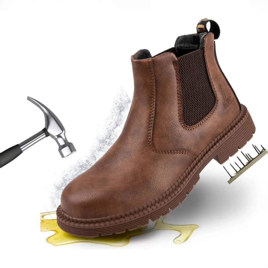 Botas De Trabajo Con Casquillo De Acero Para Hombre Calzado De Seguridad Industrial Estilo Chelsea Antideslizante Cómodo