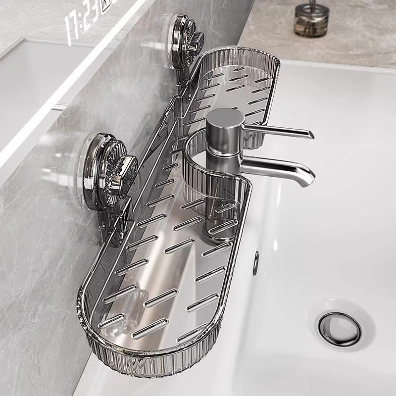 Suction Cup Multi-Purpose Storage Rack for Kitchen & Bathroom, Sturdy, Easy to Install & Clean, Waterproof