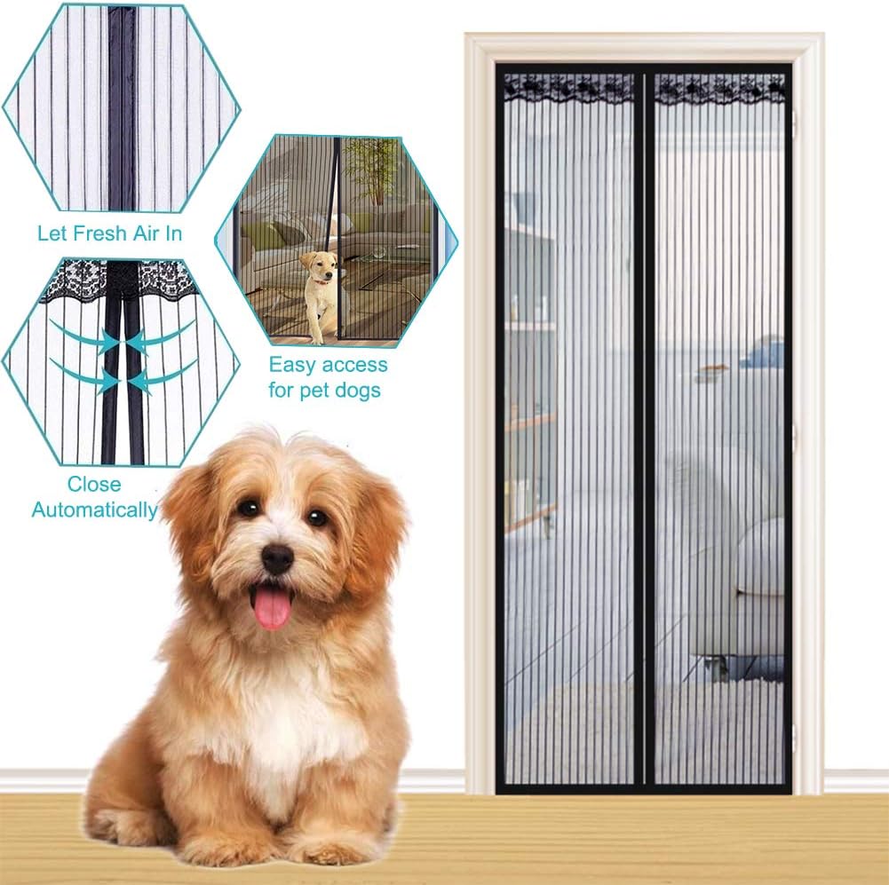 Cortina Mosquitera Para Puerta Malla Anti Insectos Con Imanes Cierre Automático Manos Libres Fácil Instalación 100x210cm