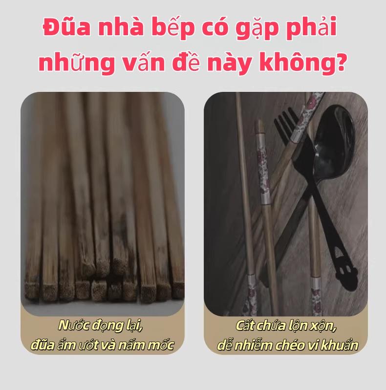 大号可拆卸厨房用品收纳盒 办公室多格沥水透气防潮带接水盘 已洗净筷子勺刀叉餐具收纳