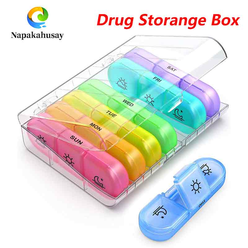 Portable Travel Pill Box 7 days Organizer 21 grids 3 Times One Day with Large Compartment