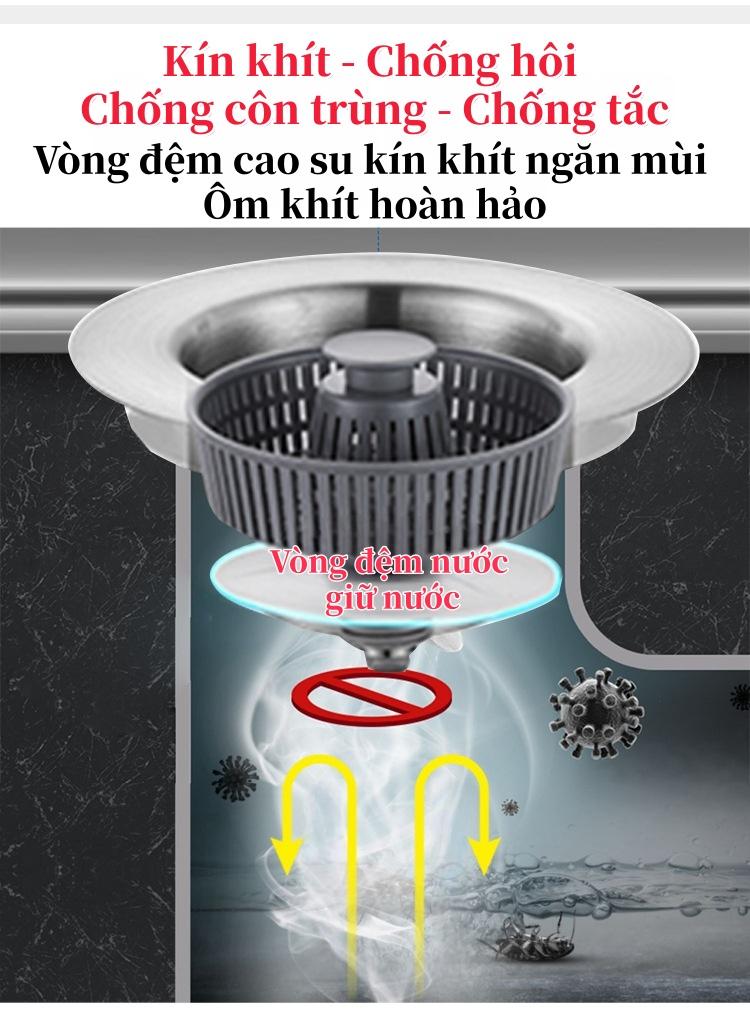 304不锈钢厨房水槽过滤篮食物残渣过滤器防臭带智能排水塞彻底滤渣耐腐蚀经久耐用美观大方