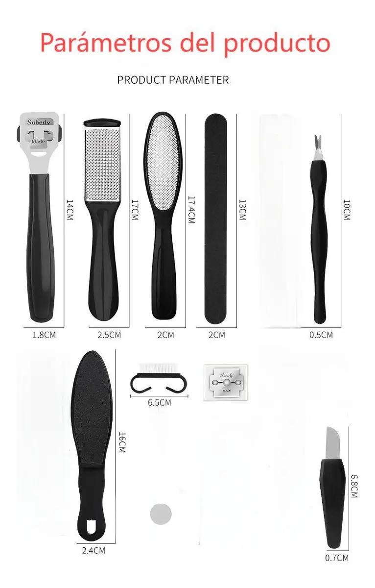 专业修脚工具套装10件套 黑色死皮剪 去老茧刀 双面脚锉 美甲工具 足部护理套装