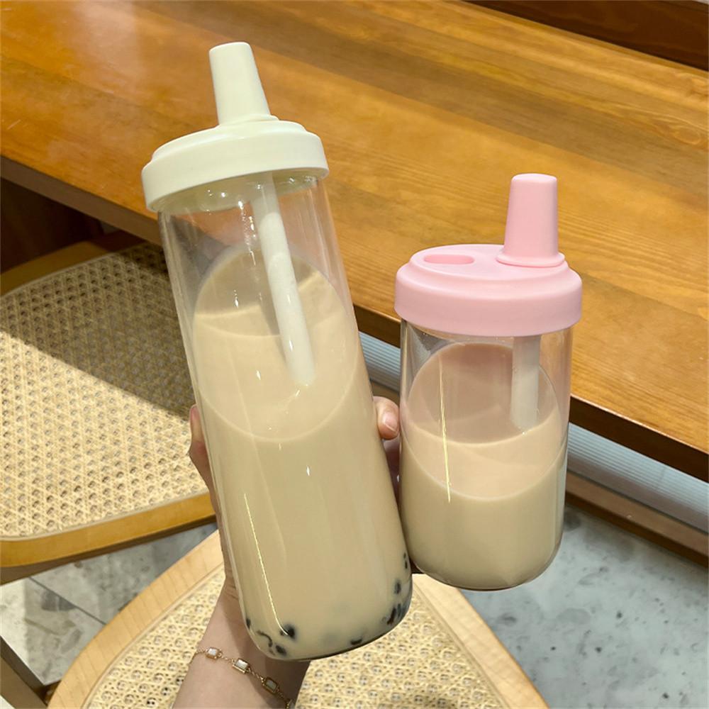 吸管杯 500ml/850ml 带吸管水杯 大容量 高颜值 便携茶杯 食品级PC 白色/紫色/粉色/绿色 -20-120度 硅胶随行杯 可重复使用 可清洗
