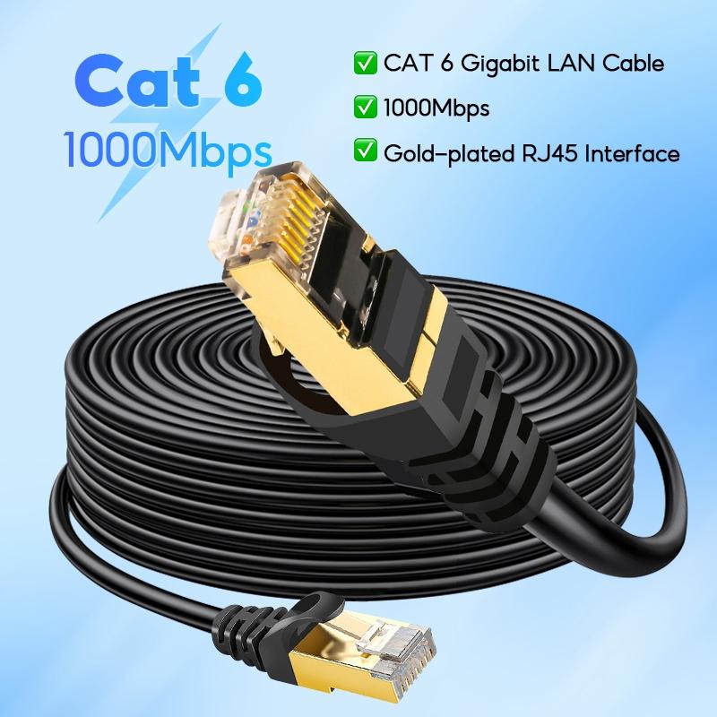 Cat6 1000Mbps Gigabit LAN Cable 1M-50M Round Ethernet RJ45 Internet Cable for Computer Router Gold Plated RJ45 Interface 1000Mbps Reliable Connectivity