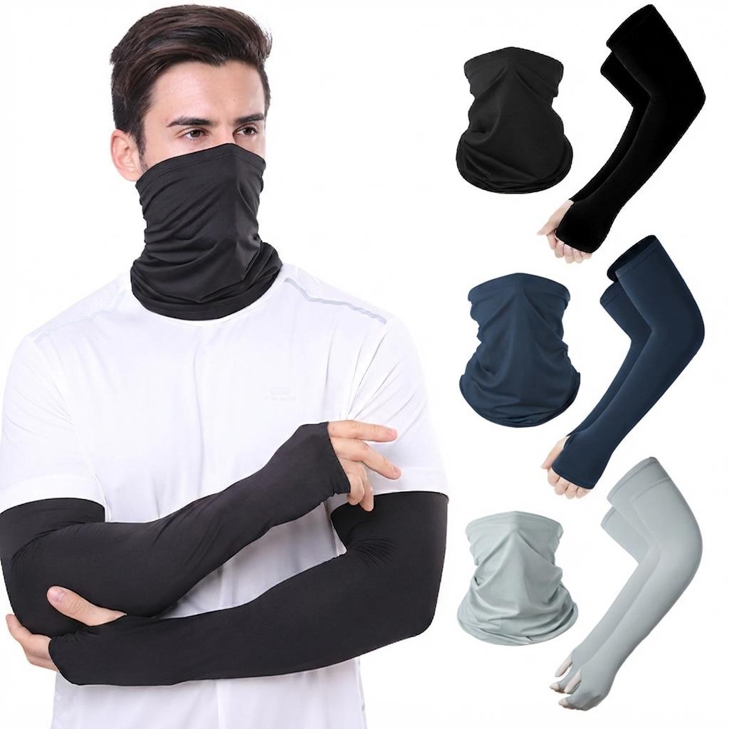 Paquete De 3 Juegos De Máscara Y Mangas Con Protección UV De Sol Para Hombre Y Mujer Para Ciclismo Deporte Y Carrera