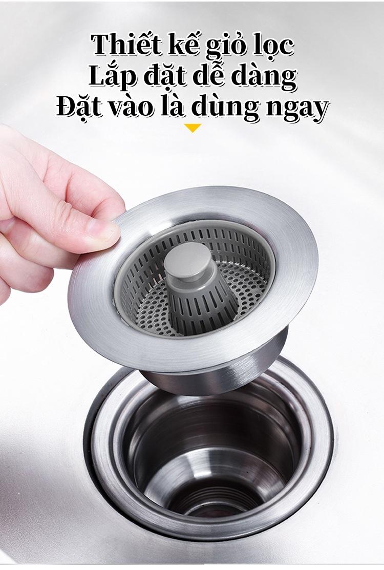 304不锈钢厨房水槽过滤篮食物残渣过滤器防臭带智能排水塞彻底滤渣耐腐蚀经久耐用美观大方