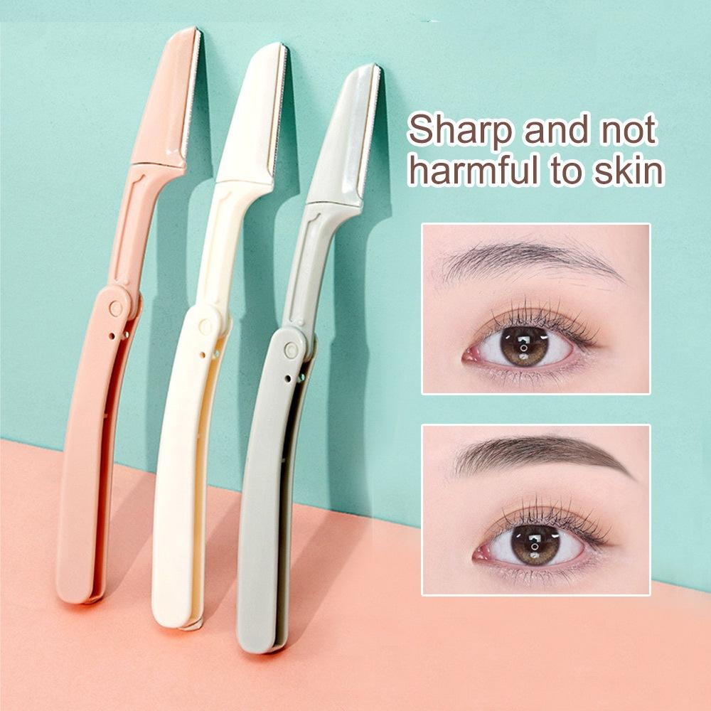 Stainless Steel Eyebrow Trimmer, 3 Colors, Safety Protective Head, Sharp Skin-Safe Blade, Durable