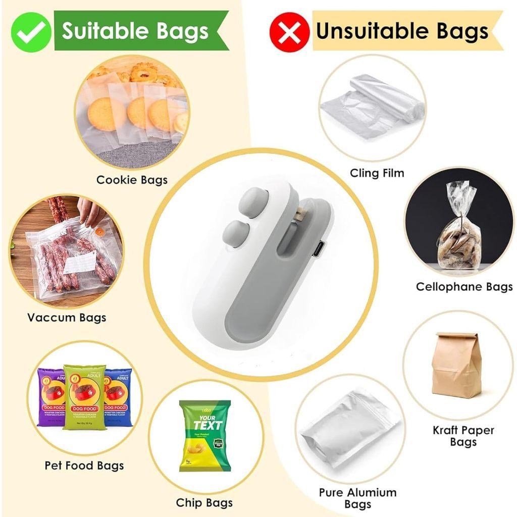 USB充电式二合一多功能热封口机 带切割器 适用于塑料袋封口 家用食品真空包装封口器