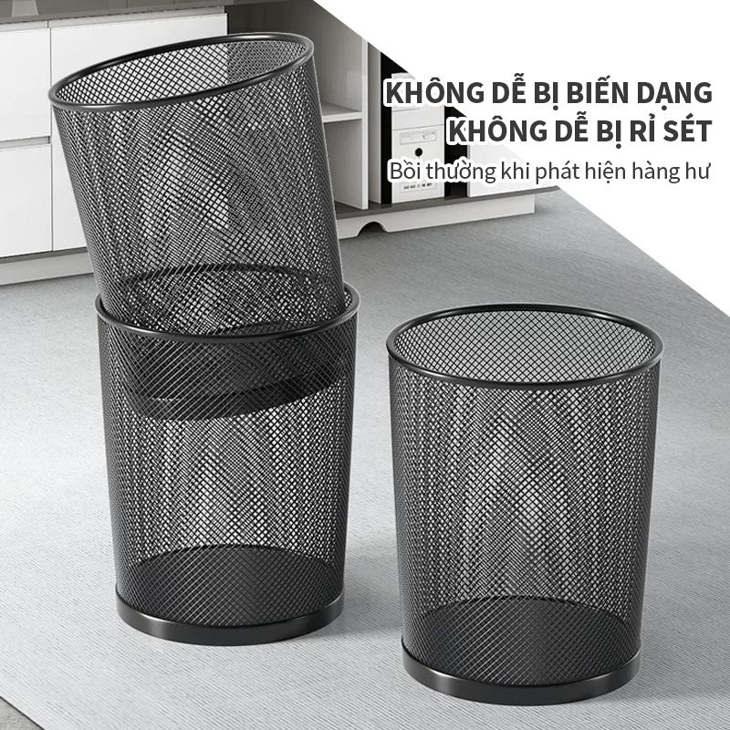 Large Steel Trash Can Electrostatic Painted for Parks Schools Public Areas + Cleaning Set Cloth Roller Brush Mop Squeegee