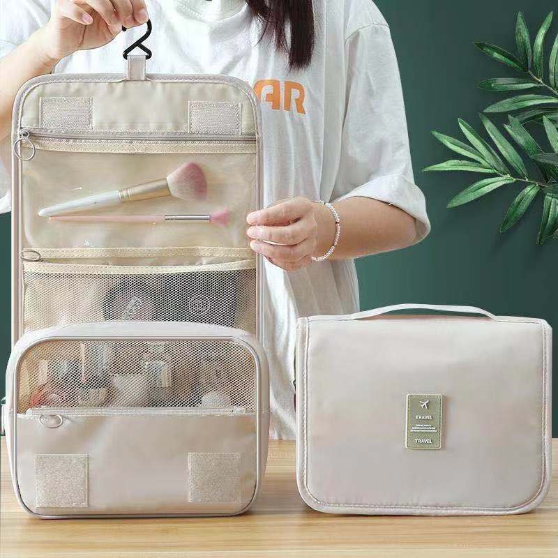 Waterproof Thicken Travel Makeup Bag Organizer with Hanging Hook and Large Capacity
