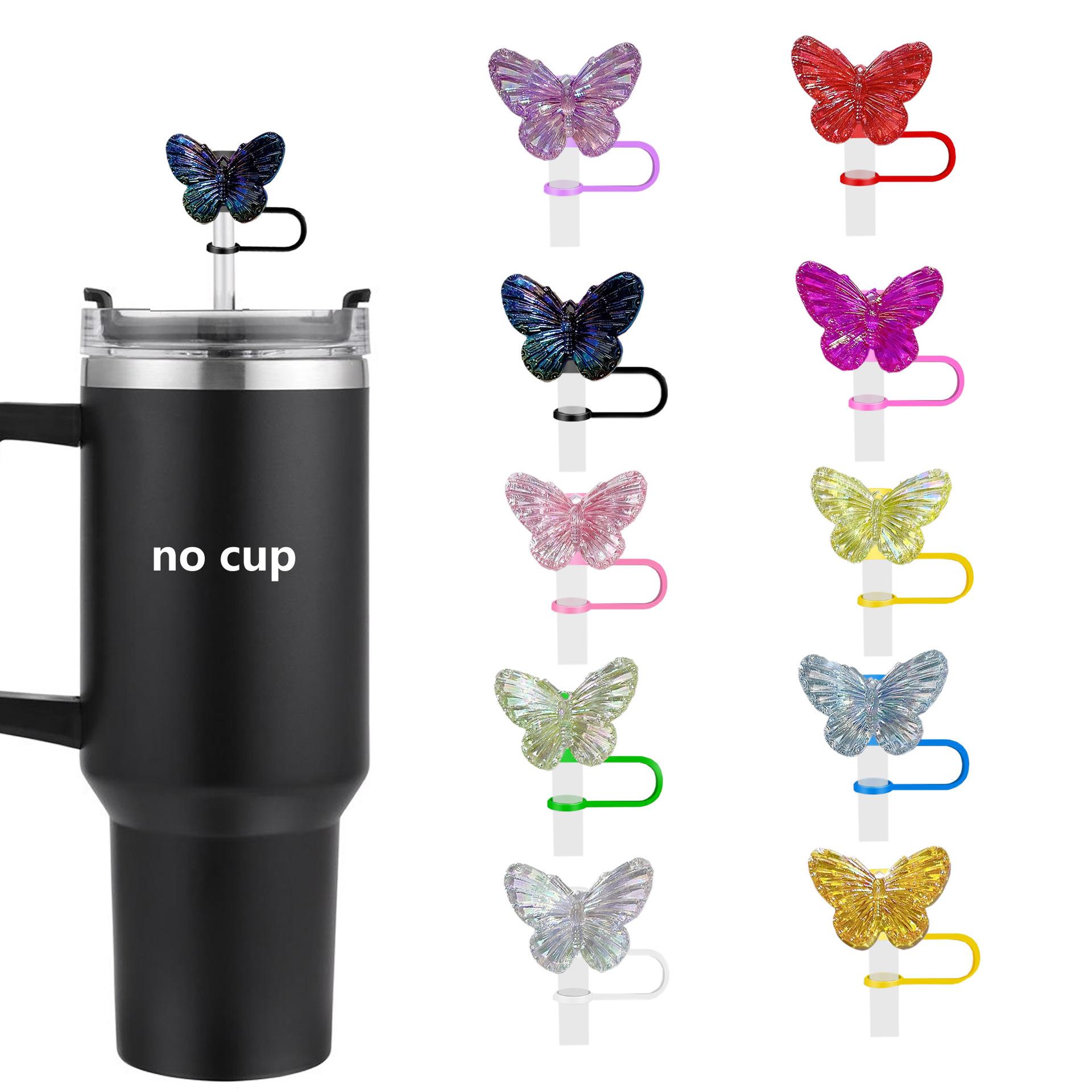 10mm Straw Cover Butterfly Straw Topper Reusable Silicone Straw Tip Covers Straw Protector, Adult Baby Bottle Straw Protector
