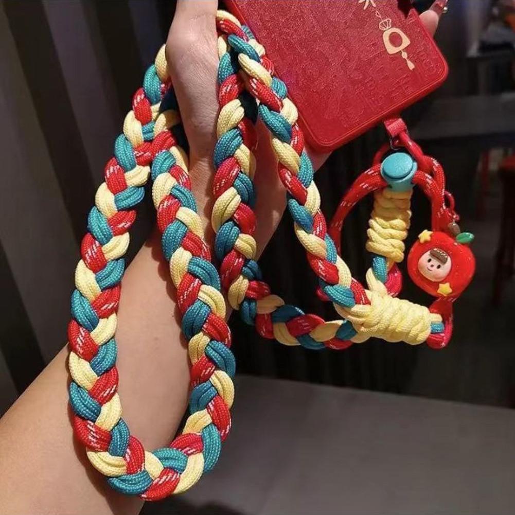 手机挂绳斜挎手机绳女款户外旅行粗犷马尾辫编织可背加长款挂脖手机挂带旅行登山攀岩绳